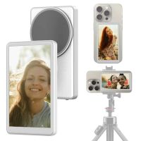 pantalla de monitor de selfie magnetico para la camara trasera del smartphone con boton bluetoothvlog y transmision en