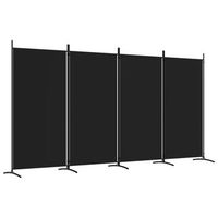 biombo separador de ambientes 4 paneles 346 x 180 cm tela negra y hierro dec030910