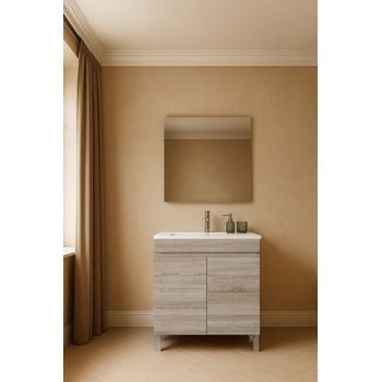 Mueble Stephanie 70 Cm 2p, Roble Claro. Pack Mueble + Lavabo.