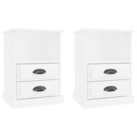 pack 2 uds mesitas de noche mesilla blanco brillante 43x36x60 cm