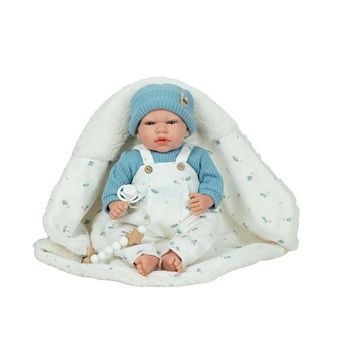 Muñeca Reborn Arias 40 Cm Cairo Azul C/manta