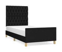 estructura de cama con cabecero de tela negro 90x200 cm diseno de botones