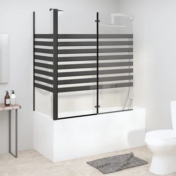 Mampara De Baño A Rayas Vidrio Templado 120x68x130 Cm Cfw49040