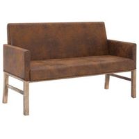 banco con reposabrazos piel de ante artificial marron 140 cm vidaxl