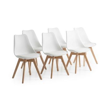 Silla Estilo Nordico Blanco, 6 Unidades