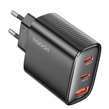 [GaN Tech] Toocki TCT40-22EU Cargador USB PD de 40W con 3 puertos USB-A + 2USB-C Carga rápida Adaptador de carga de pare