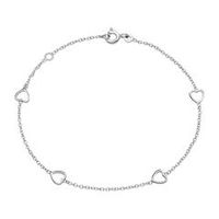 pulsera de mujer corazones en oro blanco de 14 quilates