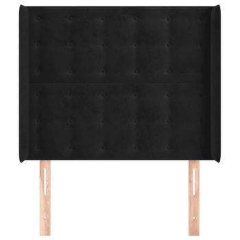 Cabecero Cama Mueble De Dormitorio Con Orejas De Terciopelo 93 X 16 X 118/128 Cm Negro M02_0004040
