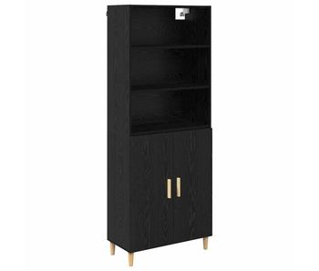 Aparador alto - mueble de almacenamiento roble negro 69,5 x 32,5 x 180 cm es1587