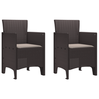 sillas de jardin con cojines 2 uds marron poly rattan cfw858043
