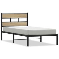 cama individual  cama de adulto  estructura de cama sin colchon metal roble sonoma 90x190 cm