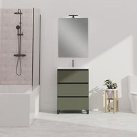 conjunto de bano wink  60 cm verde musgo  tres cajones  lavabo empotrado  mueble montado  no incluye espejo  alday