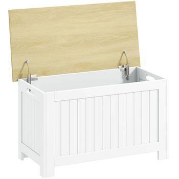 Baúl de almacenaje 80.5x40x46.4 cm natural y blanco