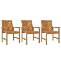 pack 3 uds sillas de comedor para jardin  silla de exterior  sillon madera maciza acacia