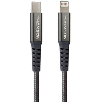 Cable Thomson USB-C a Lightning 1,5 m Nylon Trenzado Gris Carga Rápida 5A