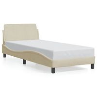 estructura de cama con cabecero dover tela crema 90x190cm vidaxl
