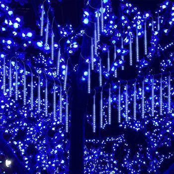 Tubo De 30 Cm Led Luces De Lluvia De Meteoros Luces De Cadena Solares, Luces Exteriores Impermeables Luces De Lluvia De Ducha Para Boda De Navidad