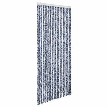 Cortina Mosquitera Azul Y Blanco Chenilla 90x200 Cm Vidaxl