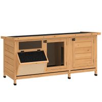 pawhut jaula para conejos con techo asfaltico abatible puertas con pestillo bandejas extraibles comedero 112x50x54 cm amarillo