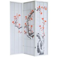 biombo japones de 3 paneles en madera blanca 132x175 cm par06016