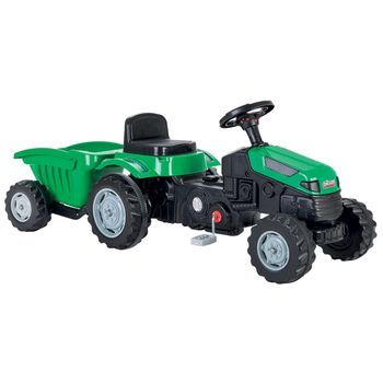 Correpasillos Con Pedales Tractor Con Remolque Y Pedales Verde