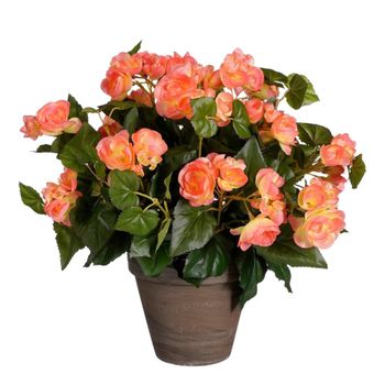 Planta artificial begonia salmón  h37xb36xl36cm