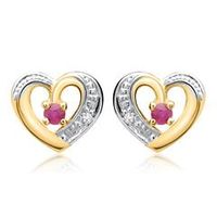 14 quilates pendientes 2 rubies 2 diamantes 0008 ct