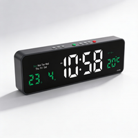 reloj de pared digital led despertador de escritorio moderno con pantalla grandetemperaturaluz nocturnacarga tipo-c