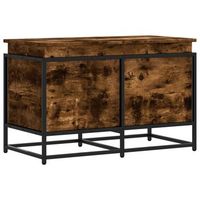 caja de almacenaje  baul de almacenaje con tapa madera roble ahumado 80x40x515 cm