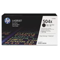 hp laserjet 504x black high capacity print cartridge with colorsphere toner ce250xd - dual pack