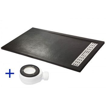 Plato De Ducha Premium Negro - 90x130cm - Resina Con Cargas Minerales