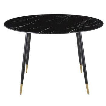 Mesa de comedor redonda de vidrio efecto mármol blanco Ø120 cm