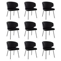 silla de comedor de terciopelo amara - lote de 9 negro