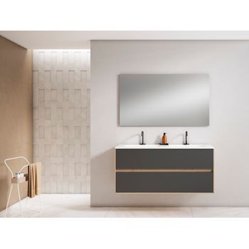 Mueble Mydesign 120 Cm 2s, Estructura Roble Moderno Frontal Antracita Mate. Pack Mueble + Lavabo.