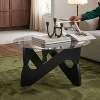 mesa de centro reypio redonda cristal templado o70x35 cm - negrogris encasa