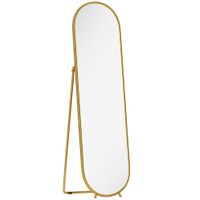 homcom espejo de cuerpo entero ovalado con marco metalico 50x180 cm dorado   aosom espana