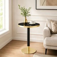mesa auxiliar redonda - mueble auxiliar - mdf y metal - negro y dorado 60x60x74cm