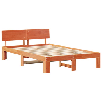 Cama Matrimonial | Cama Doble | Estructura De Cama Con Cabecero Marrón Encerado 120x200 Cm Madera Maciza De Pino Cfw18122