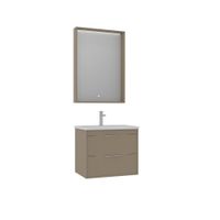 conjunto de mueble clay de bano con lavabo y espejo beige