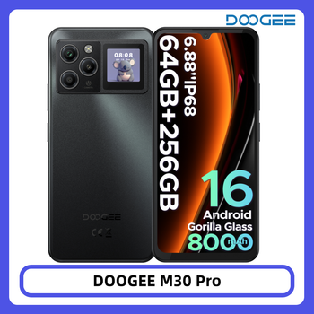 Teléfono Inteligente DOOGEE M30 Pro, Android 16, 64 GB + 256 GB, IP68, Pantalla Trasera de 6.88”, Pantalla de 120 Hz, Batería de 8000 mAh, Cámara de 64 MP