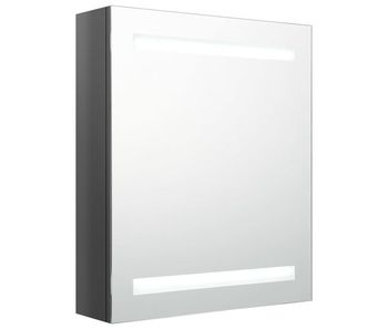 Vidaxl armario de baño con espejo led gris brillante 50x14x60 cm