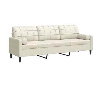 Vidaxl sofá de 3 plazas con cojines terciopelo color crema 210 cm