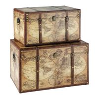 set de 2 baules con estampado de mapa antiguo