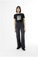 jeans anchos en denim con perlas en los bolsillos anthracite