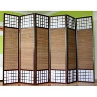 biombo marron de 6 paneles en madera y bambu 264x175 cm par06012
