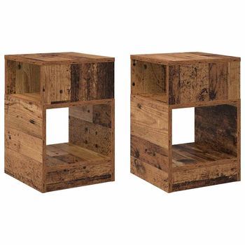 2 Piezas Mesa Auxiliar | Mesa De Apoyo Madera Vieja 30,5 X 30 X 45 Cm