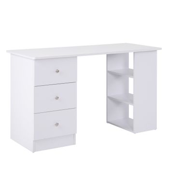 HOMCOM Escritorio de ordenador multimedia con múltiples almacenamientos - 3 cajones 2 estantes 120x49x72 cm Blanco   Aosom España