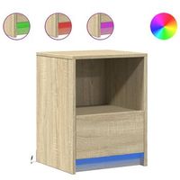 conjunto de 2 mesitas de noche con cajon y led en madera contrachapada color roble dec032850