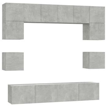 Set De 8 Uds Muebles Tv | Mueble De Salón | Armario Tv Madera Contrachapada Gris Hormigón