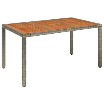 Mesa De Jardín | Mesa De Exterior Superficie De Madera Ratán Pe Gris 150x90x75 Cm
